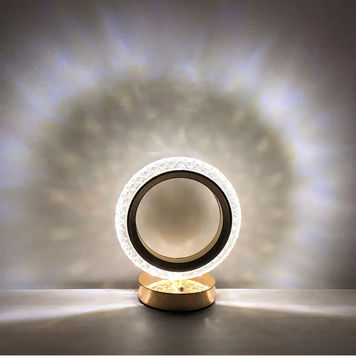 Lámpara Cristal Recargable Usb 3 Tonos Dorada 4