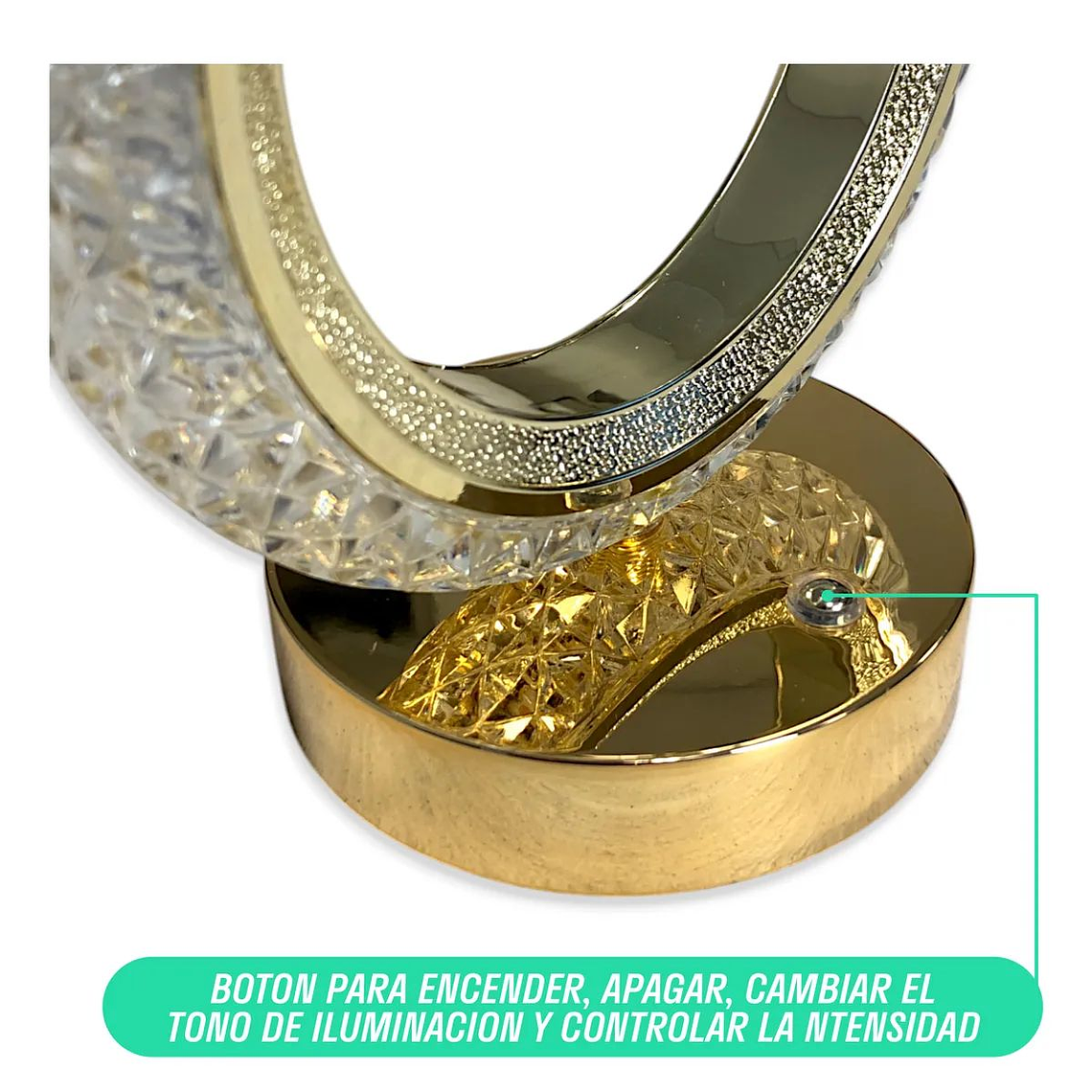 Lámpara Cristal Recargable Usb 3 Tonos Dorada 5