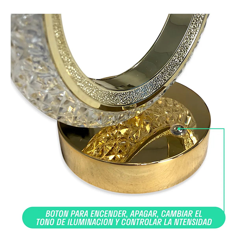 Lámpara Cristal Recargable Usb 3 Tonos Dorada 5