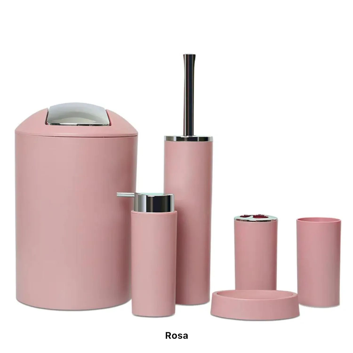 Set Juego De Baño 6 Piezas Accesorios Elegante Rosa 1