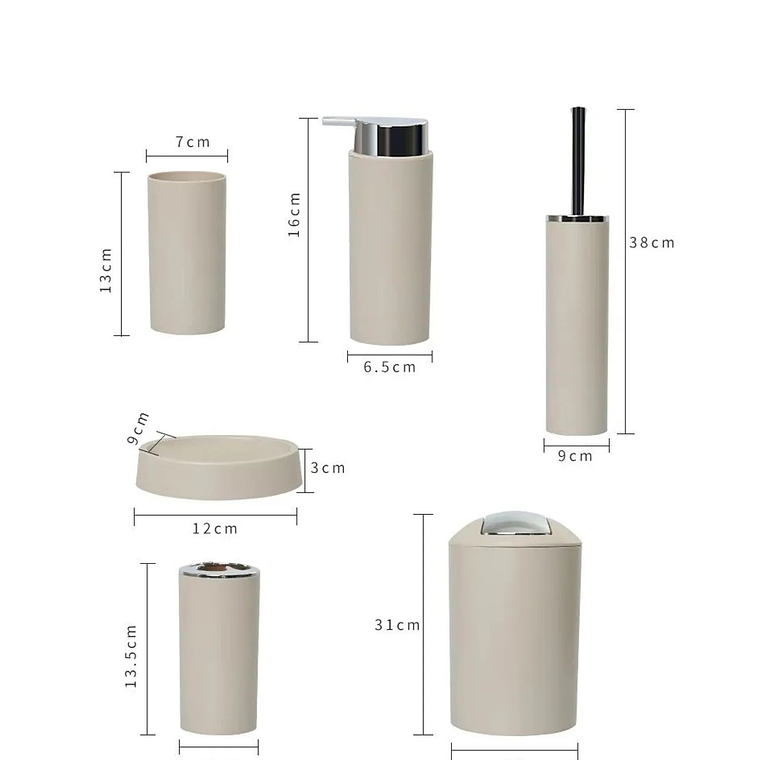 Set Juego De Baño 6 Piezas Accesorios Elegante Rosa 2