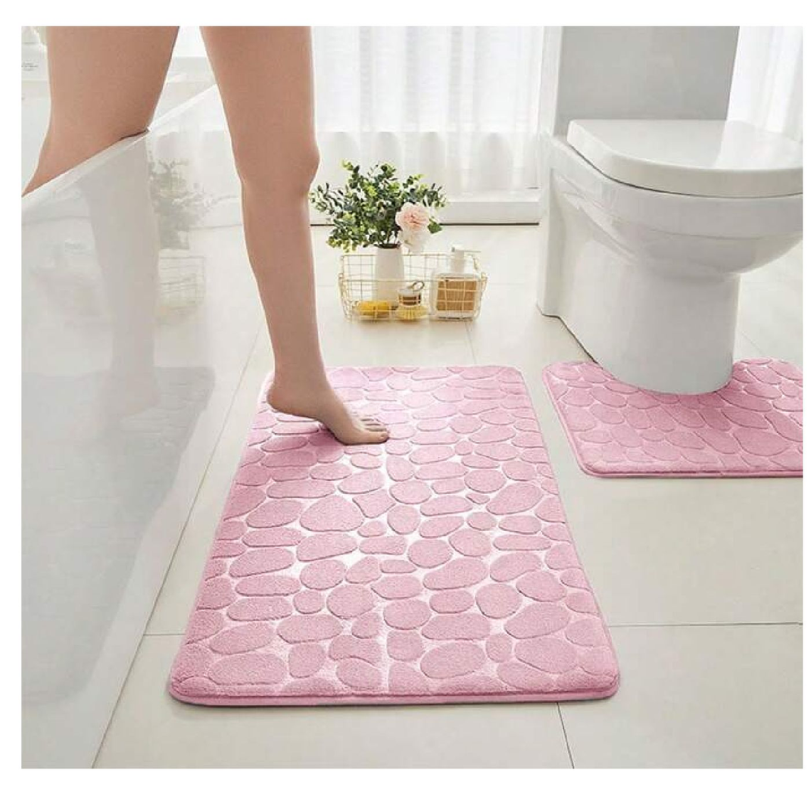 Alfombra De Baño Absorbente Suave Bajada De Baño Rosa 2