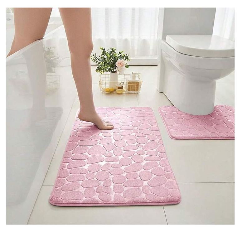 Alfombra De Baño Absorbente Suave Bajada De Baño Rosa 2