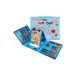 Set De Arte Niños 208 Piezas Lápices Para Colorear - Celeste