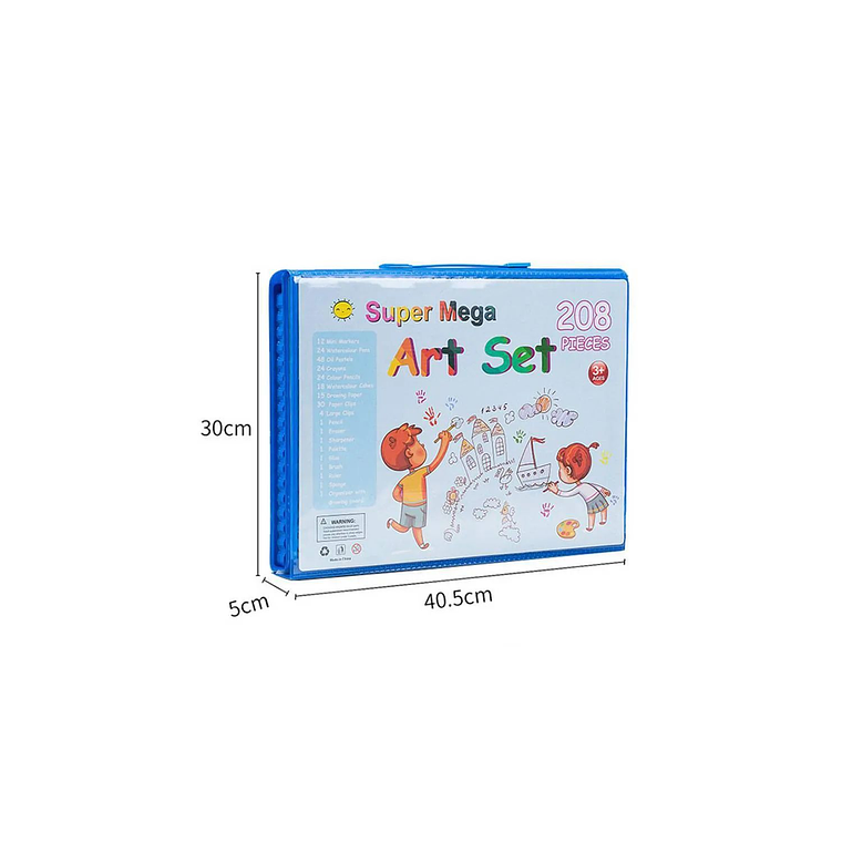 Set De Arte Niños 208 Piezas Lápices Para Colorear - Celeste 2