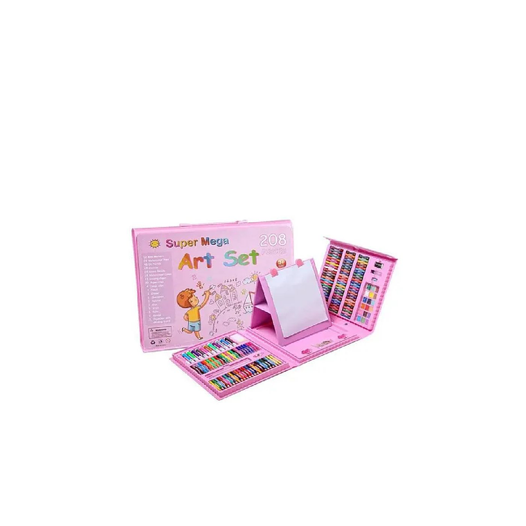 Set De Arte Niños 208 Piezas Lápices Para Colorear - Rosa 1