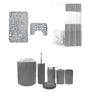 SET DE BAÑO COMBO ELEGANTE GRIS