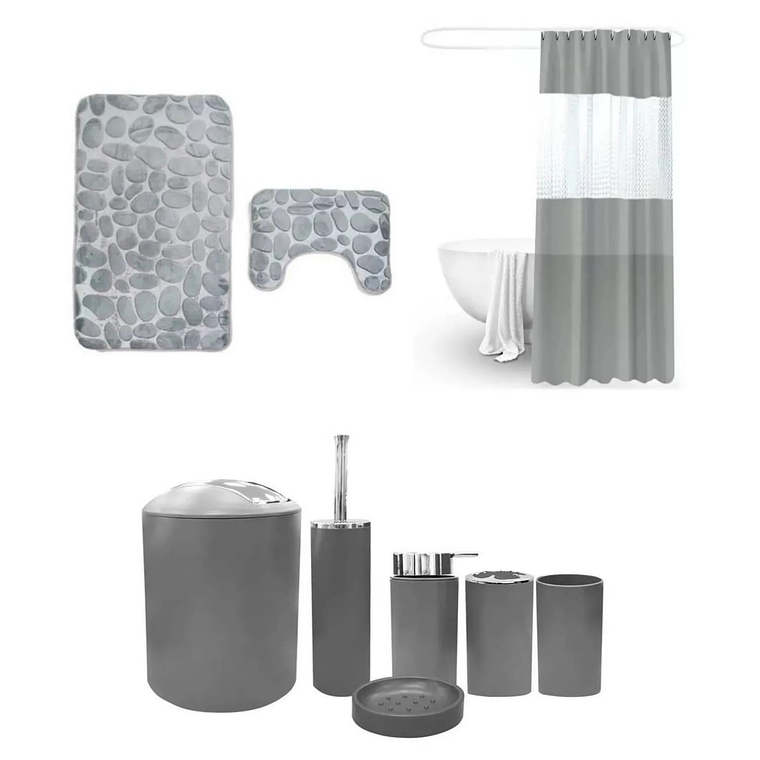 SET DE BAÑO COMBO ELEGANTE GRIS 1