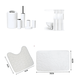 SET DE BAÑO COMBO ELEGANTE BLANCO 9 PIEZAS