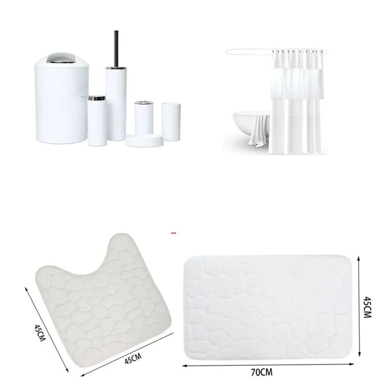 SET DE BAÑO COMBO ELEGANTE BLANCO 9 PIEZAS 1