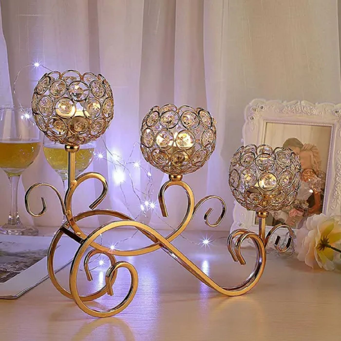 Candelabro Con Forma De Cuenco De Cristal 2