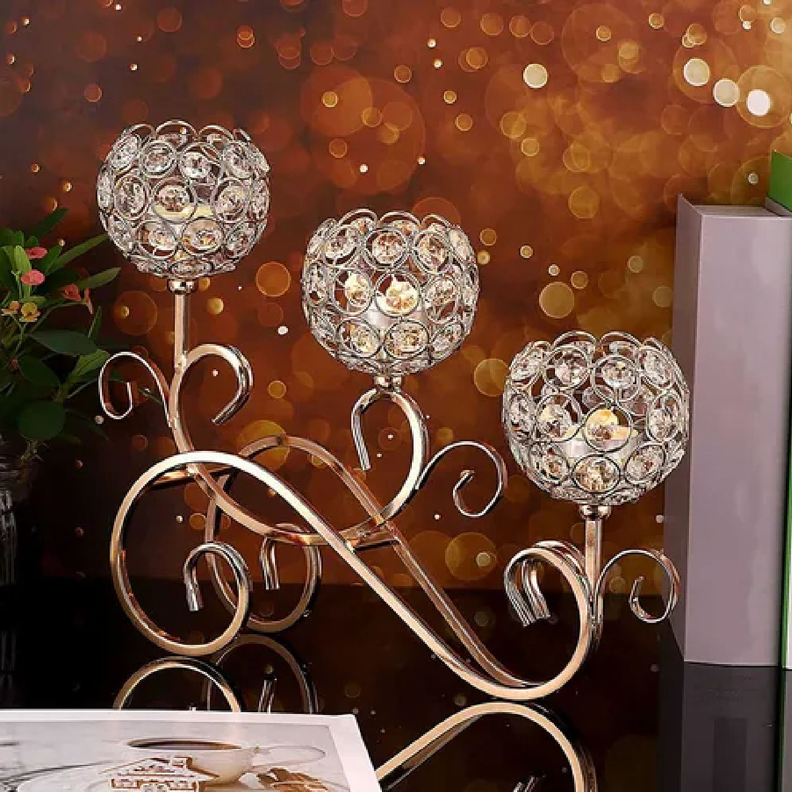 Candelabro Con Forma De Cuenco De Cristal 3