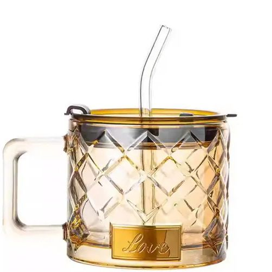 Taza Mug De Vidrio Para Café O Té 380ml Ámbar Love Tik Tok 1