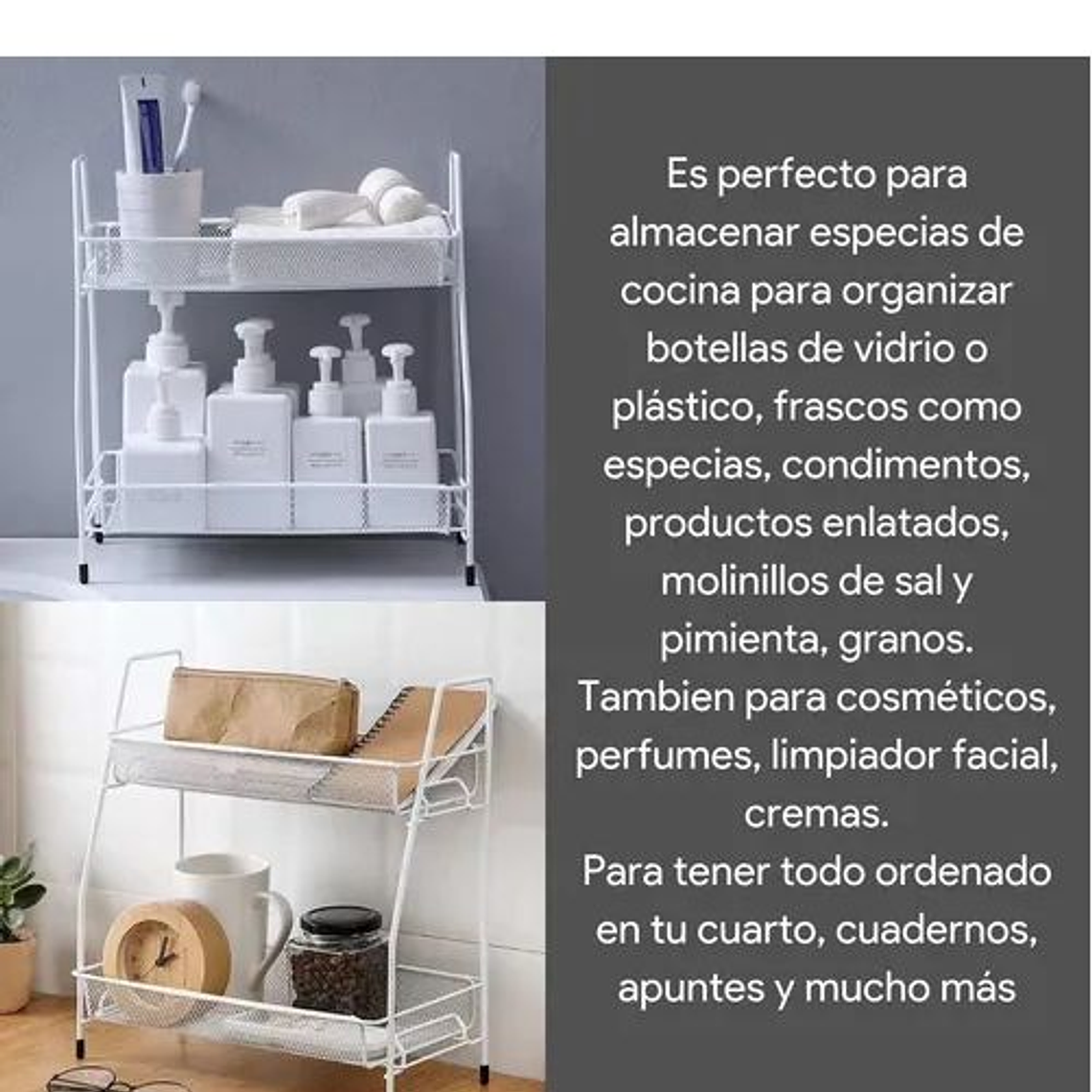 Organizador Doble Estante De Mesada Cocina Lavadero Baño 5