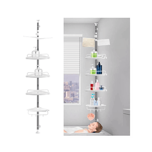 ORGANIZADOR ESQUINERO DUCHA MULTIUSO 4 PISOS REPISAS AJUSTABLE