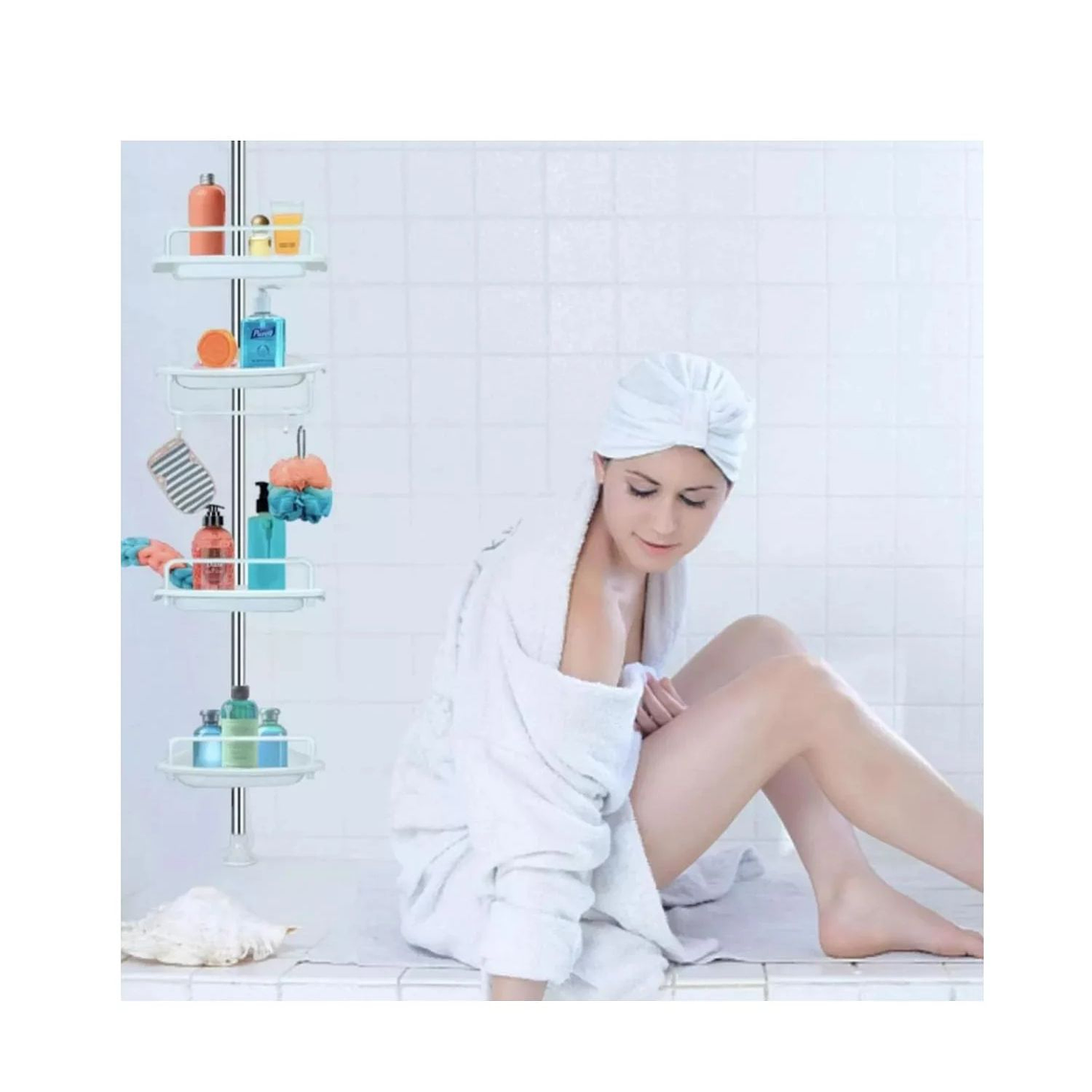 ORGANIZADOR ESQUINERO DUCHA MULTIUSO 4 PISOS REPISAS AJUSTABLE 2