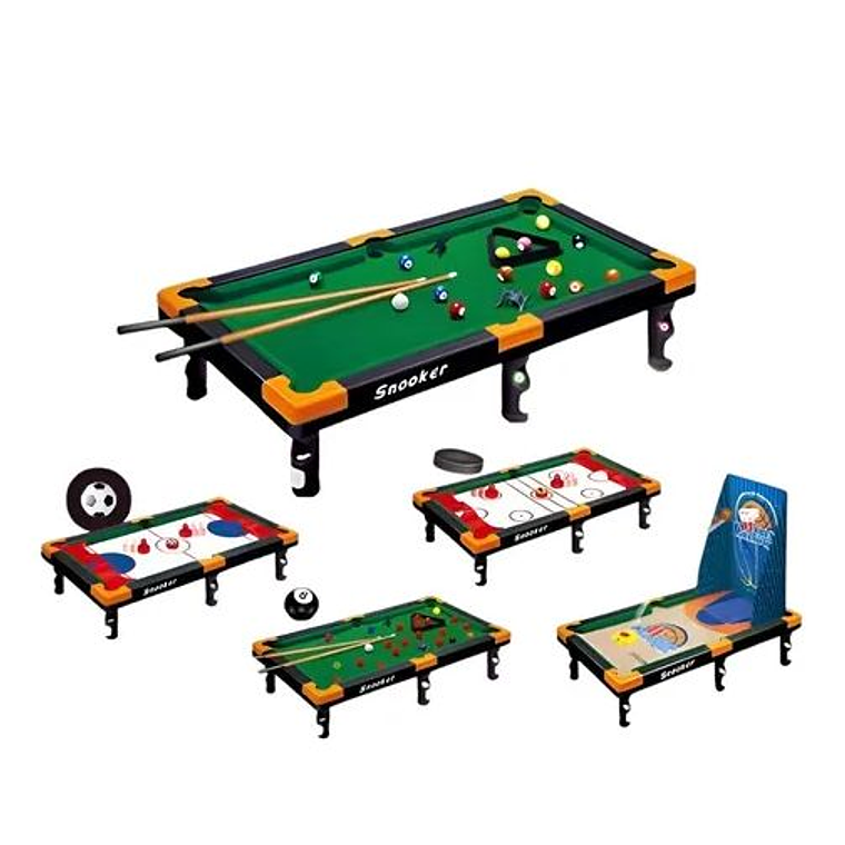 Juguete Mini Mesa 5 En 1 Juegos Billar Hockey Snooker 1