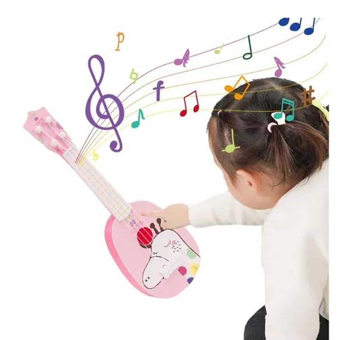 Niños Guitarra Ukeleles Juguetes Instrumento Rosa Claro 1