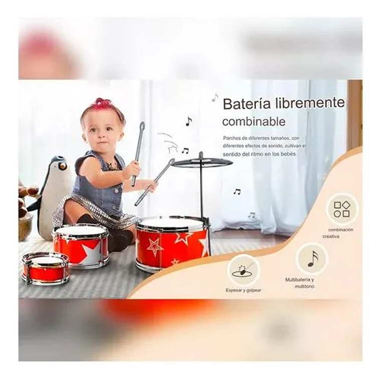 Mini Batería Musical Juguete Infantil 7 Pcs Jazz Drum Niños 2