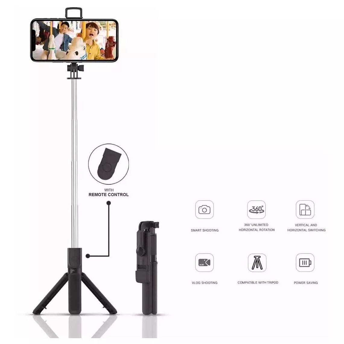 Palo Selfie 3 En 1 Trípode Flash Bluetooth Control 5