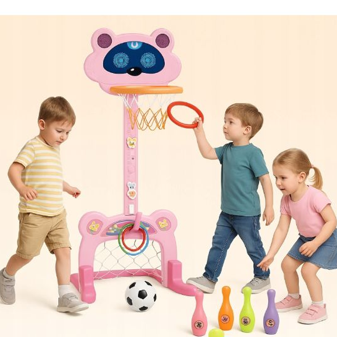 SET DE JUEGOS 4 EN 1 BALONCESTO, BOLOS, PORTERÍA, FÚTBOL + ACCESORIOS 2