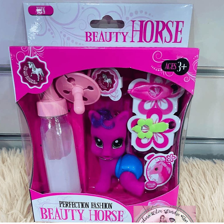 Juguete Pony Bebe Rosado y Violeta 2