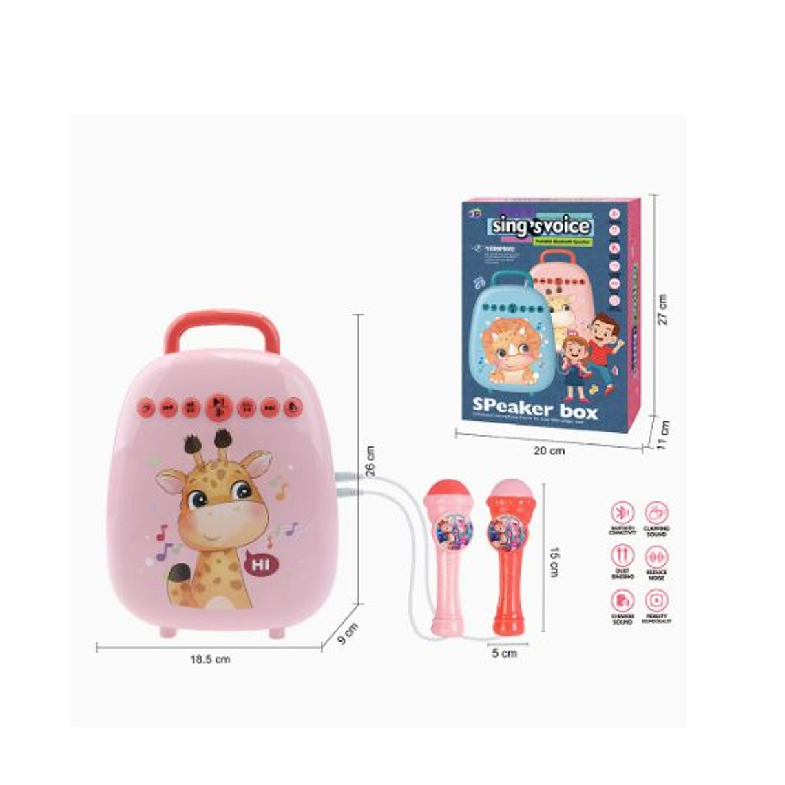 JUGUETE ALTAVOZ NIÑOS MICRÓFONOS DIVERSION Y MÚSICA ROSA 4