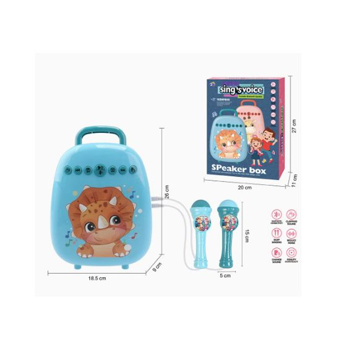 JUGUETE ALTAVOZ NIÑOS MICRÓFONOS DIVERSION Y MÚSICA AZUL 3