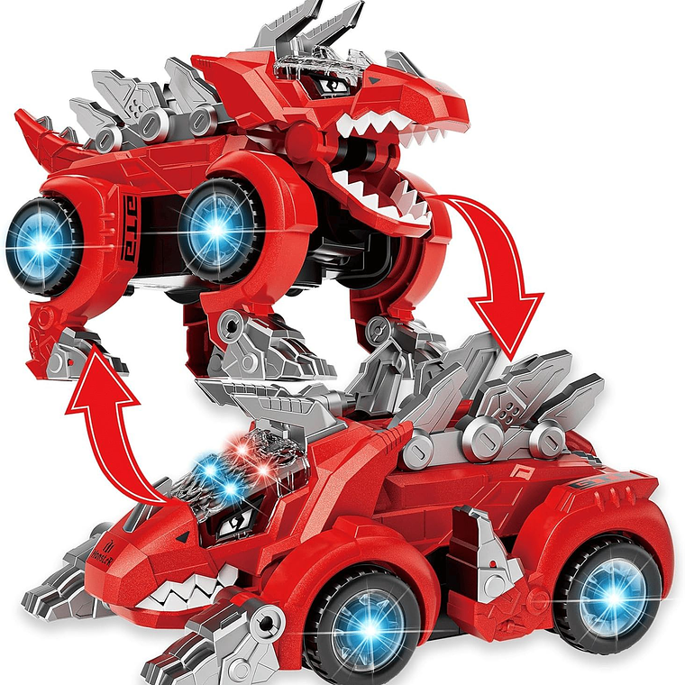 Auto transformable en dinosaurio Música con iluminación 1