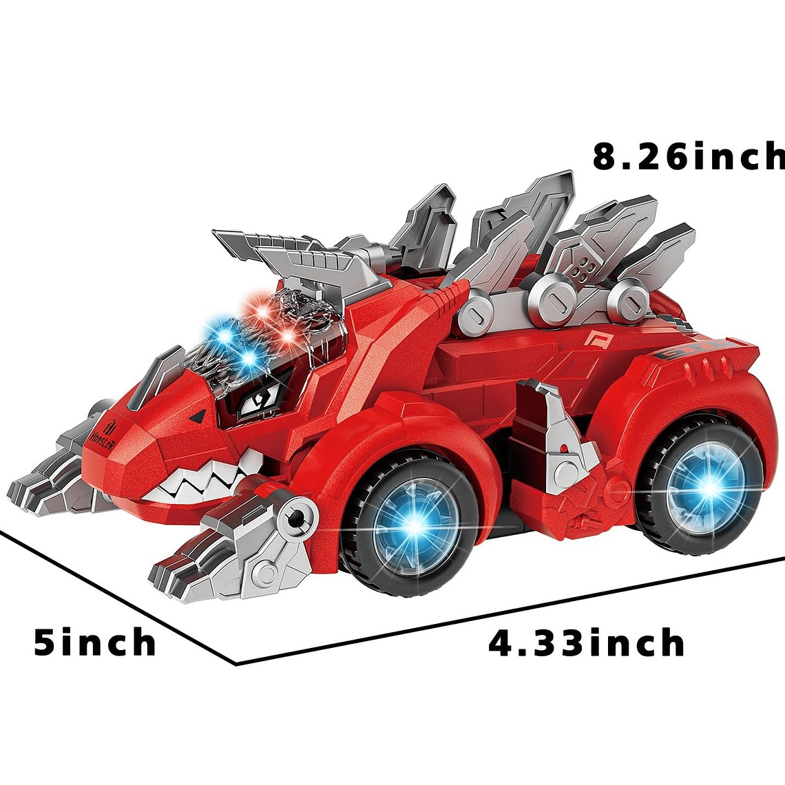 Auto transformable en dinosaurio Música con iluminación 4