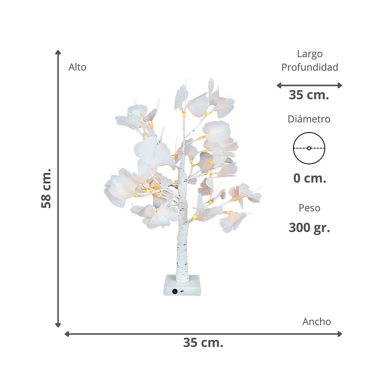 Lampara Arbol Con Hojas 24 LEDs Blanco Cálido Decorativo 3