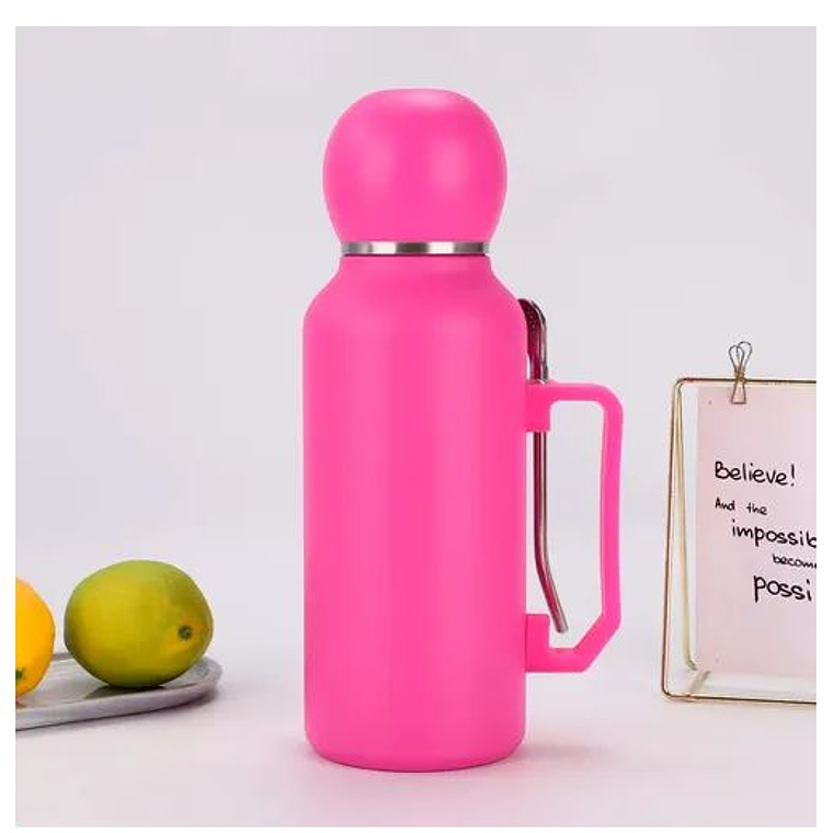 Termo Matero 1.3 Litros Acero Inoxidable + Mate Y Bombilla Rosado 2