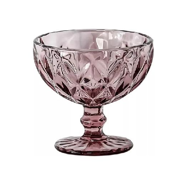 Copa Postre 300 Ml Vidrio Bordo Rombo Vintage X 6 Unidades 3