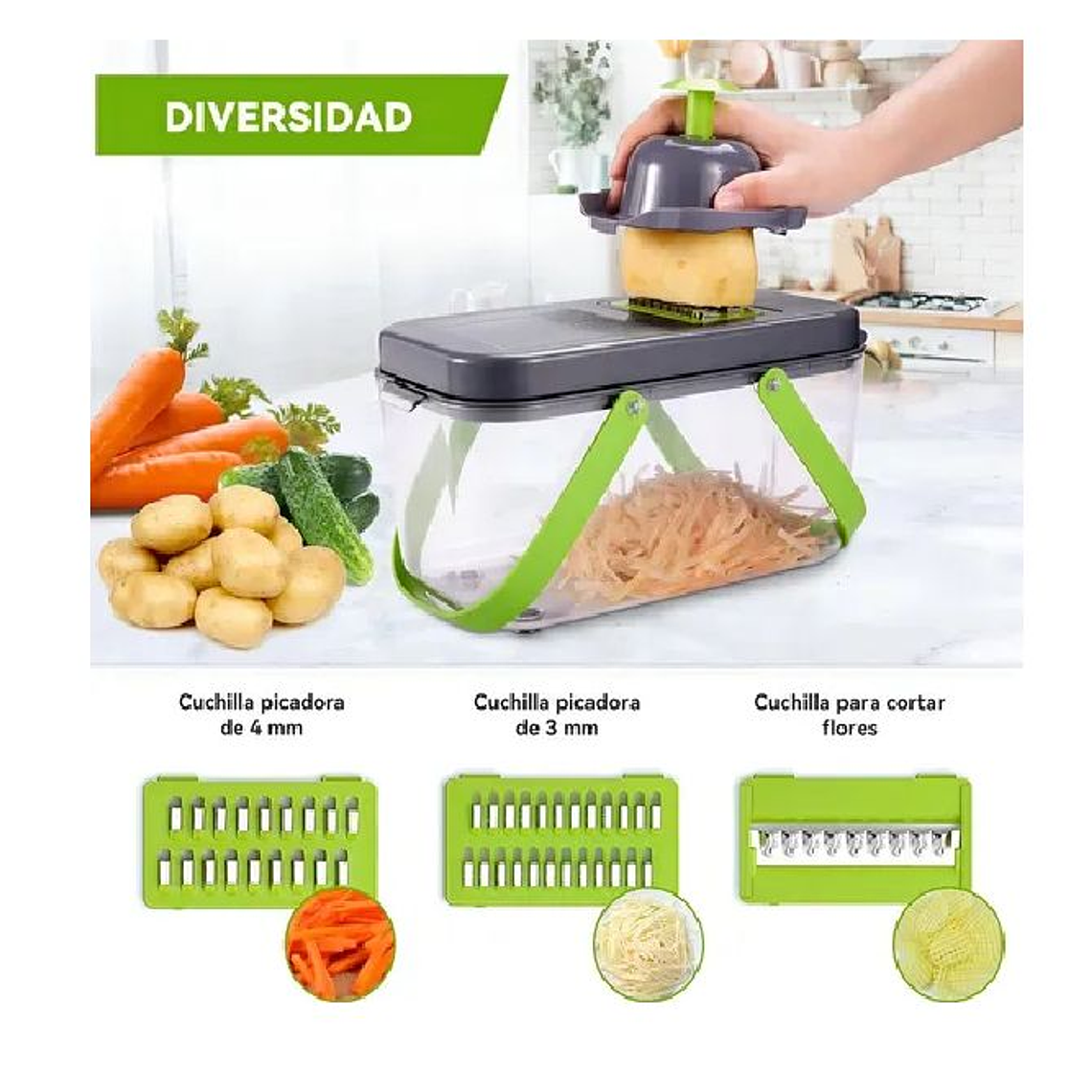 Cortador Rallador De Verduras, Frutas, quesos 22 Piezas 3