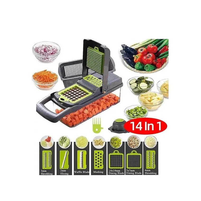 Mandolina Cortador Picador Rallador Verduras Con Escurridor 14 piezas 1