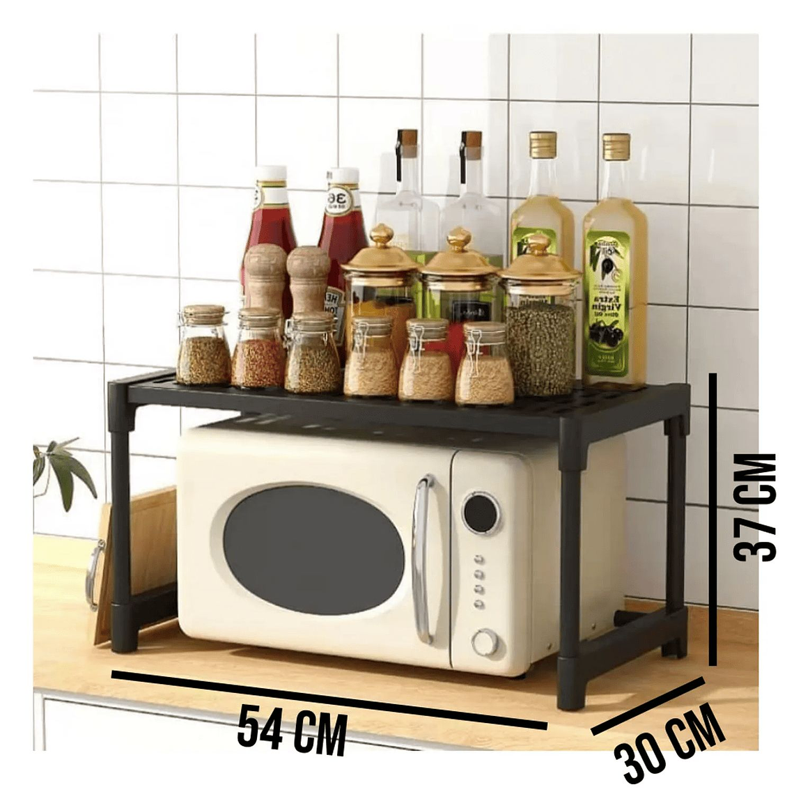 Rack Estante Microondas Organizador Cocina Ahorra Espacio Negro 2