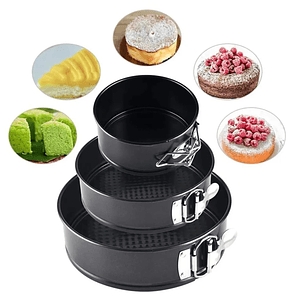 Set 3 Moldes Redondos Antiadherentes para Tortas