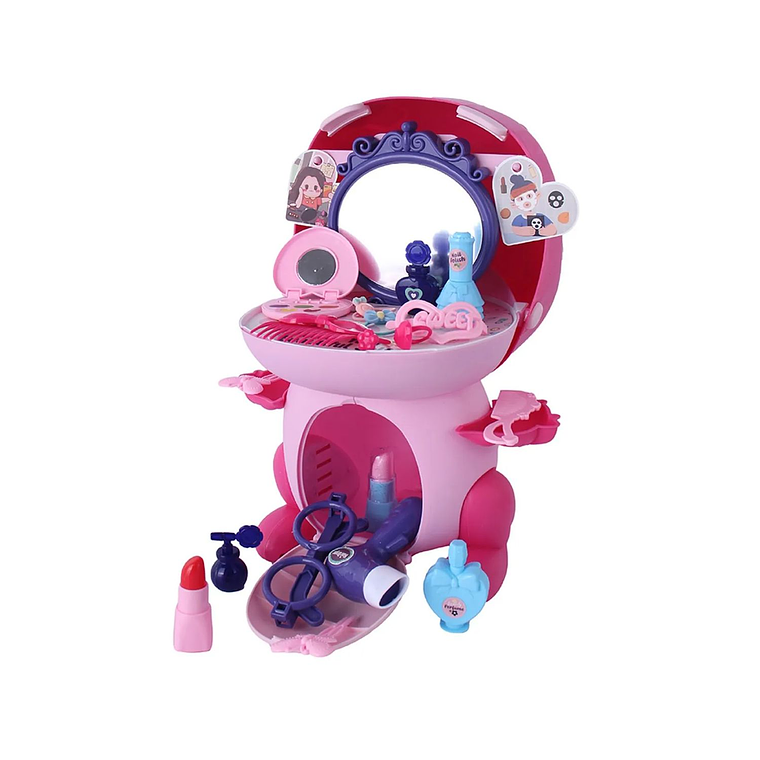 Set de Maquillaje Tocador Dinosaurio Rosa 31 piezas 4