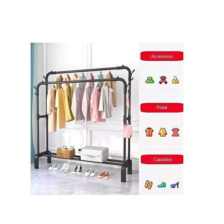 Perchero Colgador Doble Barra Multifuncional Ropa Calzado Y Más 3