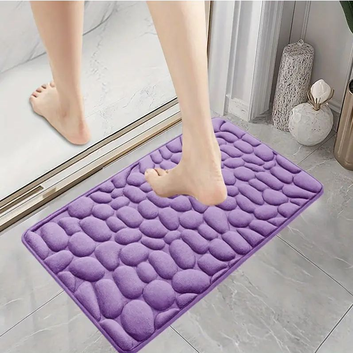 Set de Baño Lila 3 piezas Tapa Cotina Alfombra 2