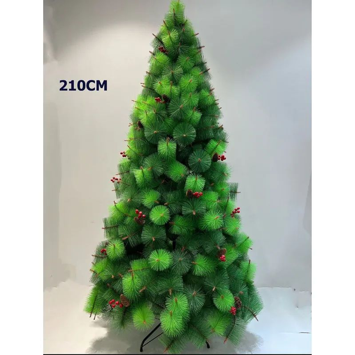 Arbol De Navidad De Pino Frutos Rojos Decorativo Tipo Aguja 210cm 1