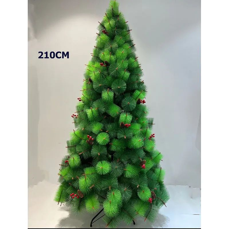 Arbol De Navidad De Pino Frutos Rojos Decorativo Tipo Aguja 210cm 1
