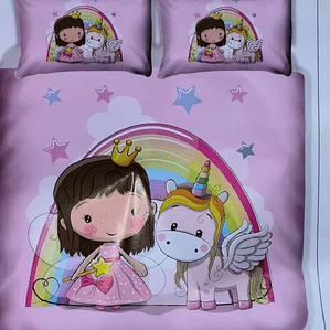 Cubrecama Quilt De Verano Cobertor Plaza Y Media +1 Funda Unicornio