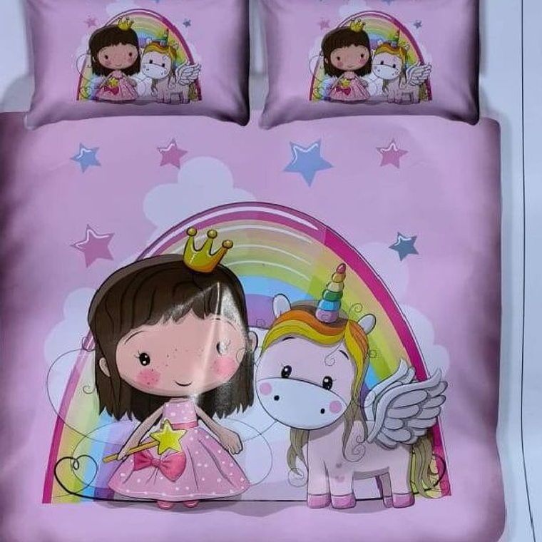 Cubrecama Quilt De Verano Cobertor Plaza Y Media +1 Funda Unicornio 1