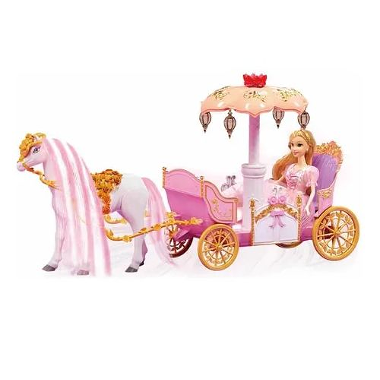 Princesa En Elegante Carruaje + Caballo Eléctrico Que Camina 2