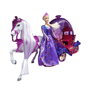 Princesa En Elegante Carruaje + Caballo Eléctrico Que Camina