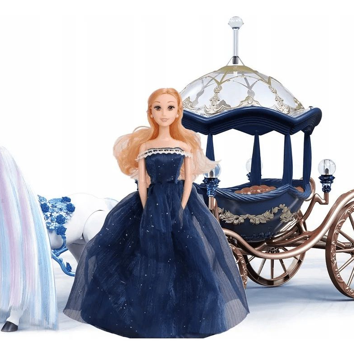 Princesa En Elegante Carruaje + Caballo Eléctrico Que Camina 1