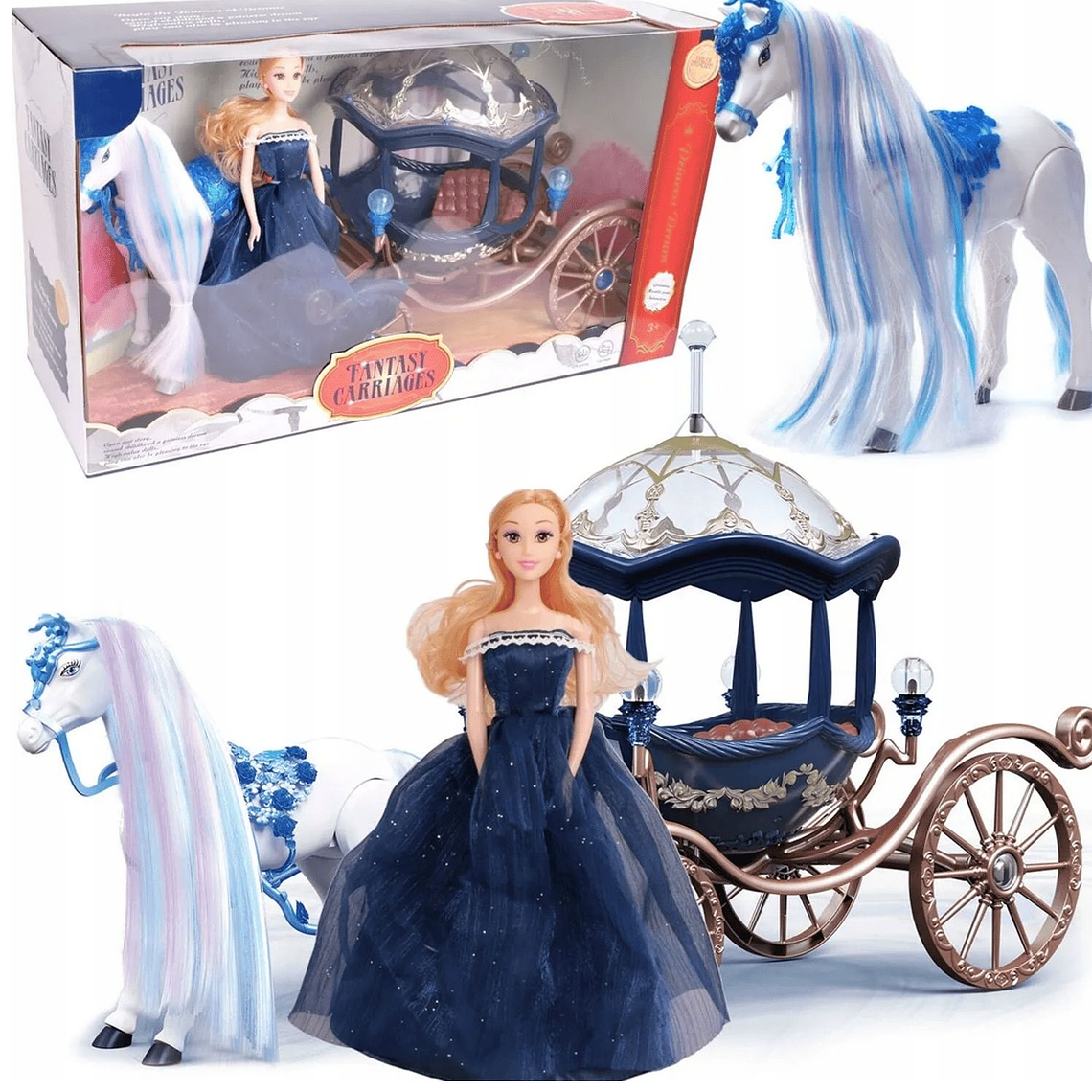 Princesa En Elegante Carruaje + Caballo Eléctrico Que Camina 2