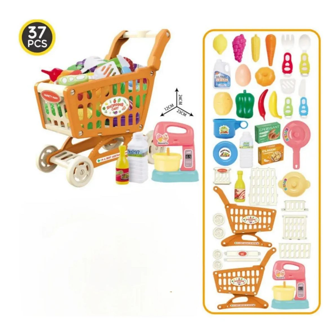 Juguete Set Carrito De Supermercado Con Accesorios 37 pzas 2