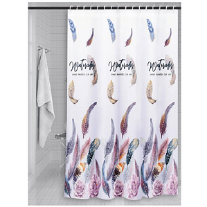 Cortina Ducha Baño 180x180 Elegante Plumas